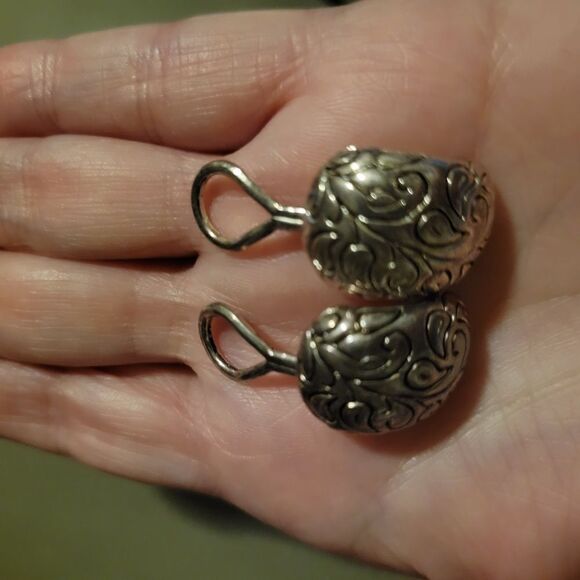 Premier Silver Tone Ornate Clip-On Earrings - Picture 4 of 4